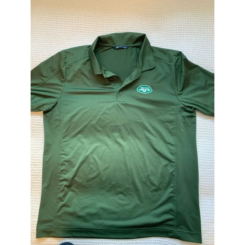 New York Jets Mens‎ Large Green Performance Polo Football NFL
